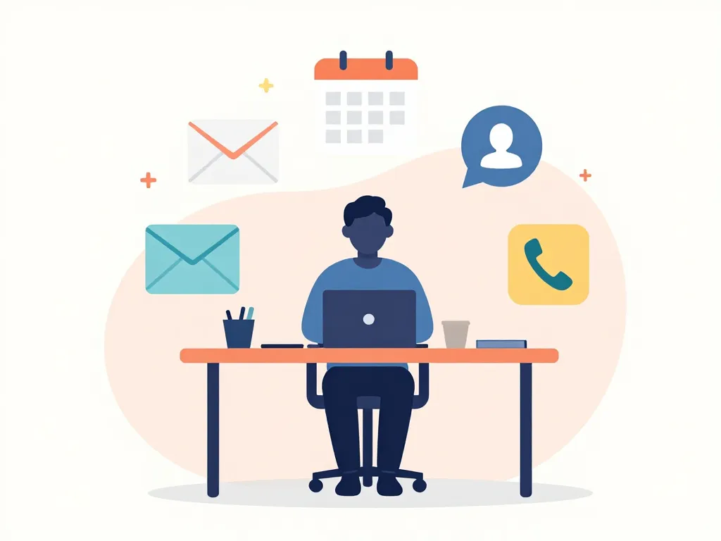 Icônes tâches assistante virtuelle bureau illustration