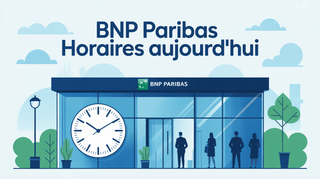 BNP Paribas ouvert aujourd'hui façade agence avec horloge