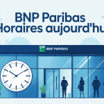 BNP Paribas ouvert aujourd'hui façade agence avec horloge