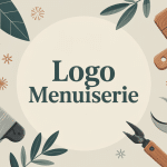 logo pour menuiserie moderne avec outils et bois