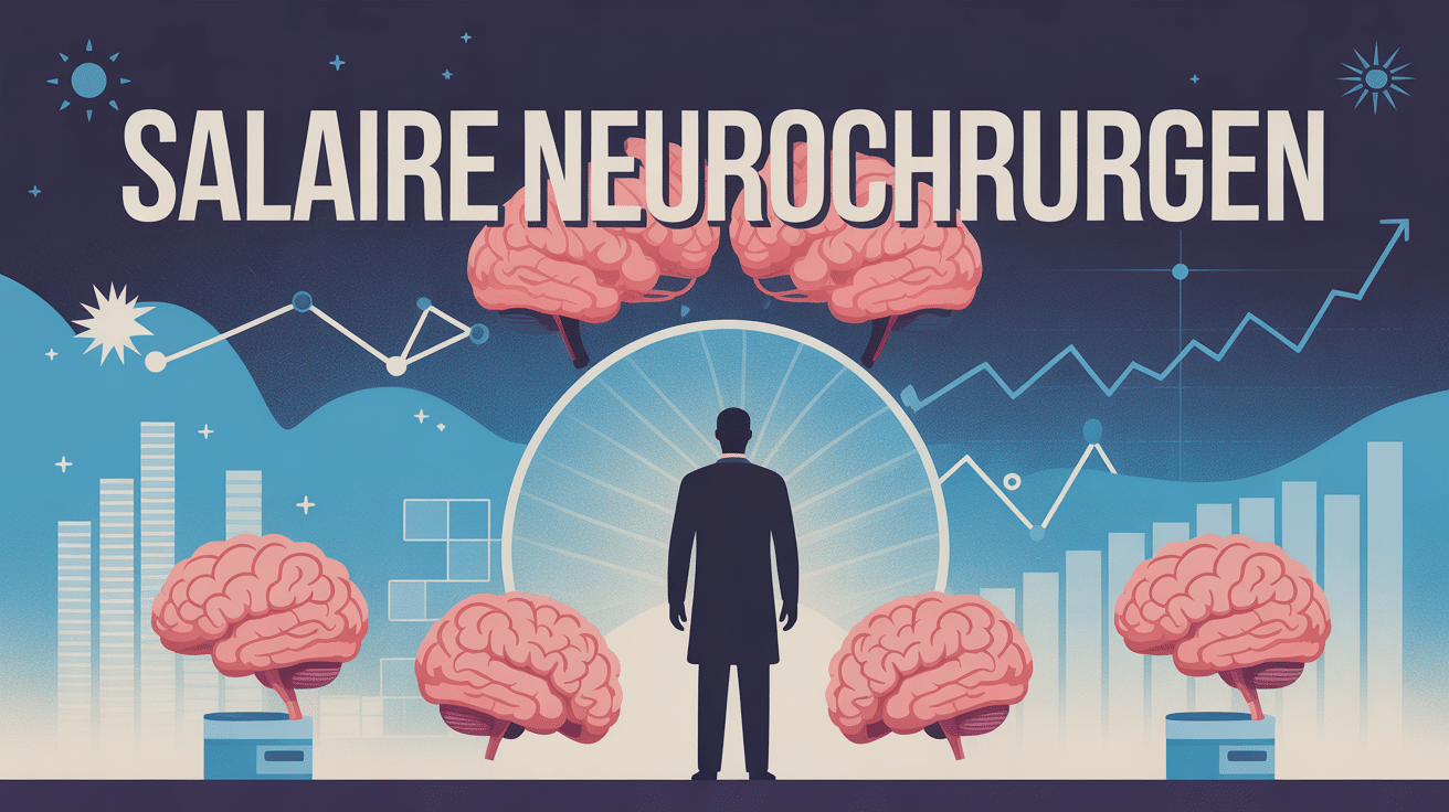 Illustration neurochirurgien salaire avec cerveau et graphiques