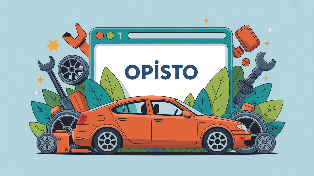 Illustration opisto recherche pièces auto occasion plateforme moderne