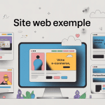 Illustration site web exemple avec vitrine ecommerce portfolio