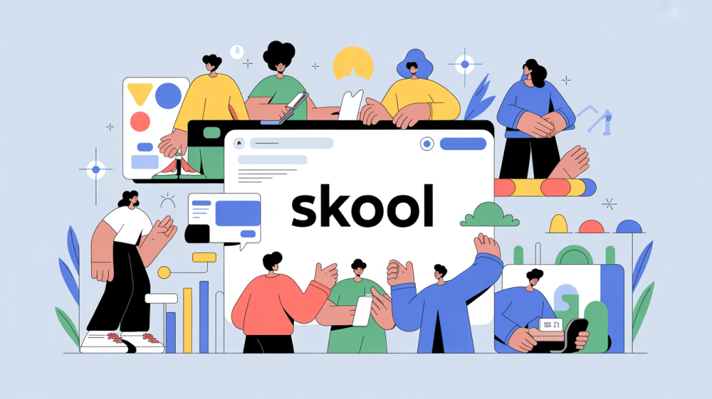 Illustration skool gestion communauté apprentissage