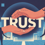 Illustration trust definition silhouettes ville numérique