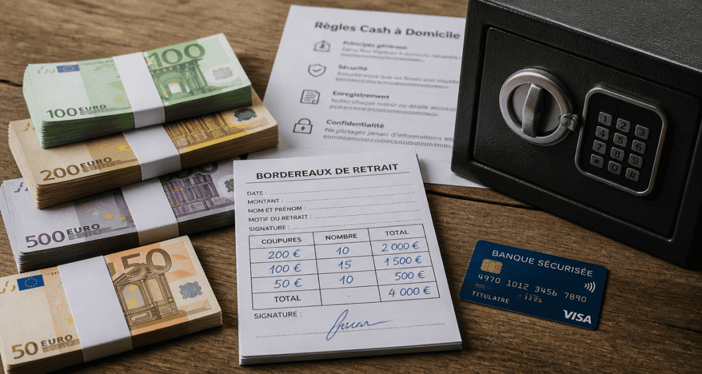 argent liquide chez soi billets et coffre