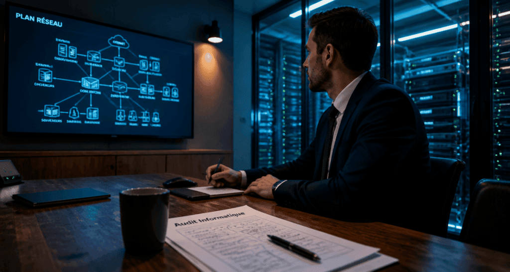 Audit informatique entreprise en salle de réunion