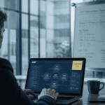 consultant sap travaillant sur modules sap en salle de réunion