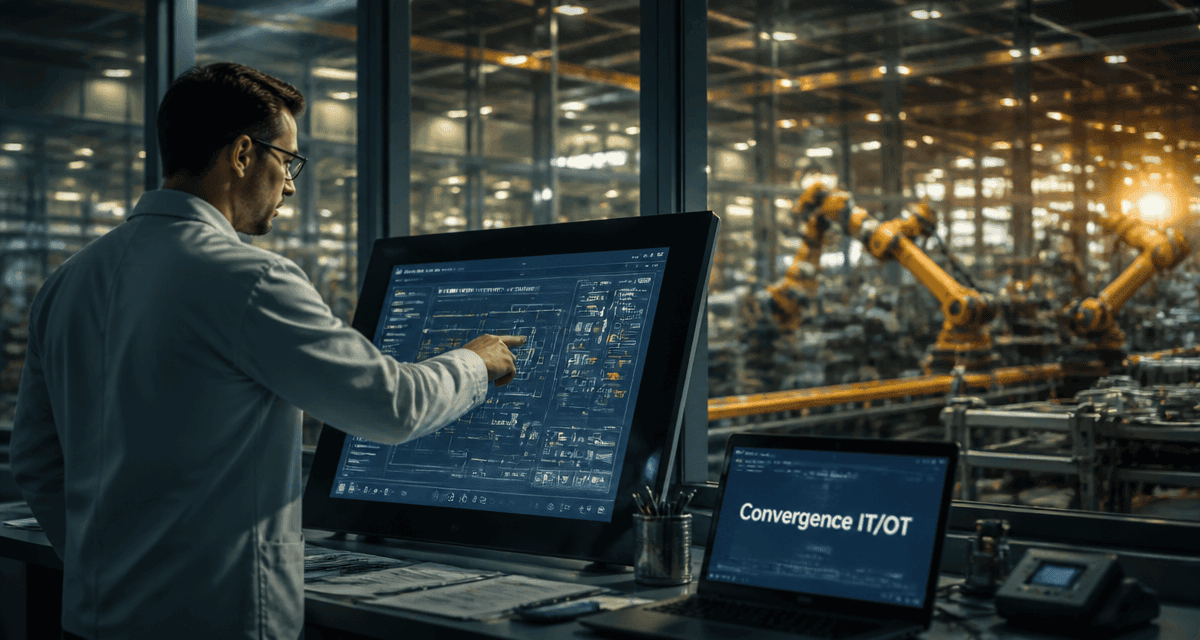 Ingénieur surveillant convergence IT OT en salle de contrôle