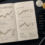 cours des crypto carnet graphique pièces smartphone