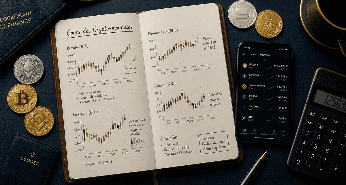 cours des crypto carnet graphique pièces smartphone