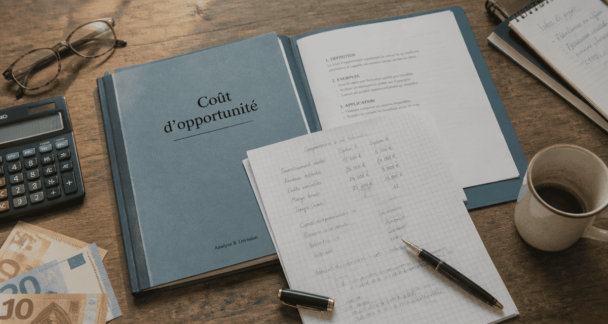 cout opportunité dossiers et calculatrice sur bureau