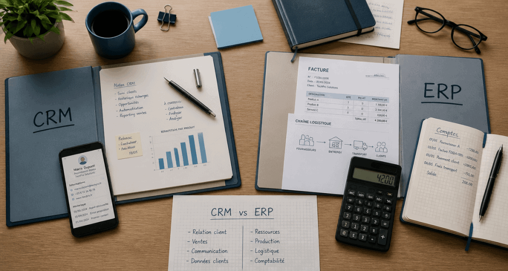 crm versus erp dossiers comparés sur bureau