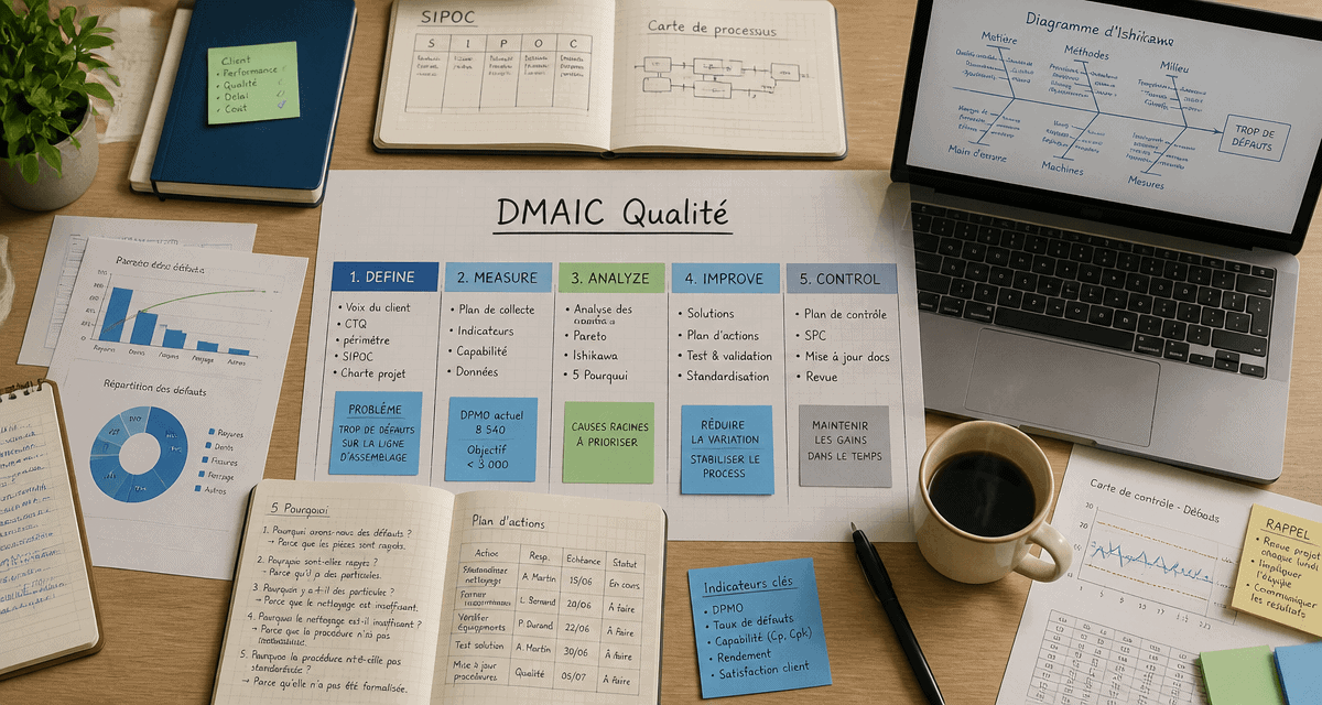 bureau méthode dmaic cinq étapes
