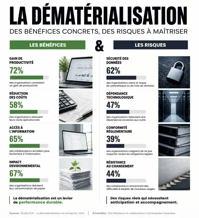 Tableau comparatif des avantages et inconvénients de la dématérialisation en entreprise