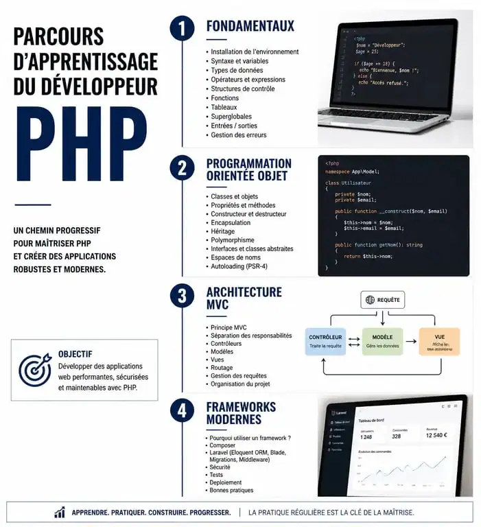 Parcours de formation en PHP : des fondamentaux aux frameworks