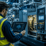 technicien utilisant enterprise asset management en atelier
