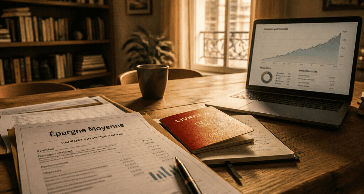 Epargne moyenne en France, salon français, documents et graphique