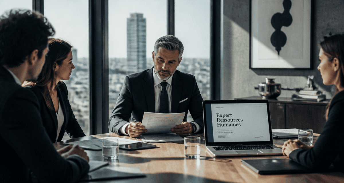 Expert ressources humaines consultant un dossier en équipe