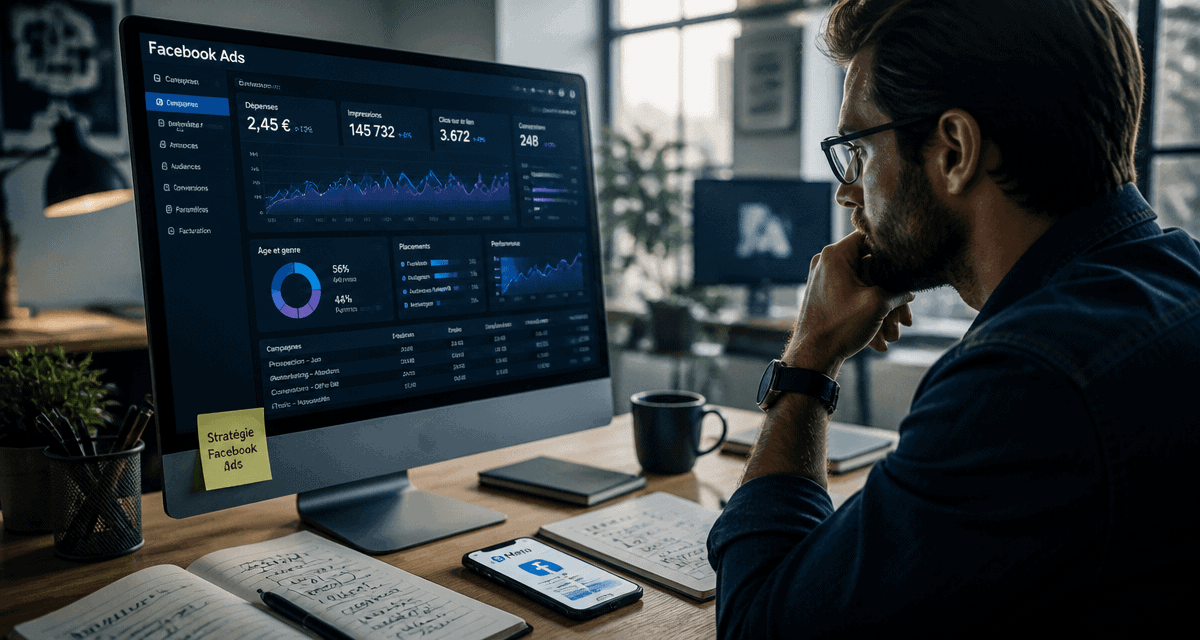 facebook ads expert devant tableau de bord