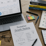 Bureau avec outils formation growth hacking