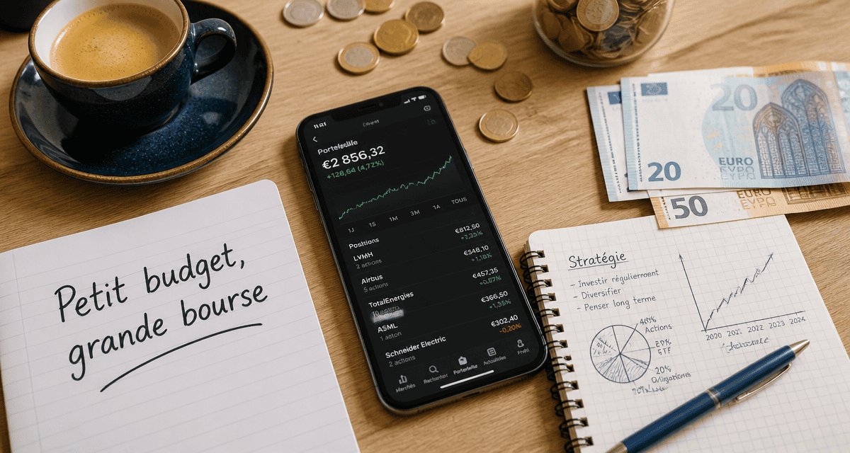investir en bourse petit budget bureau smartphone euros