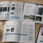 magazines high tech sur bureau avec gadgets