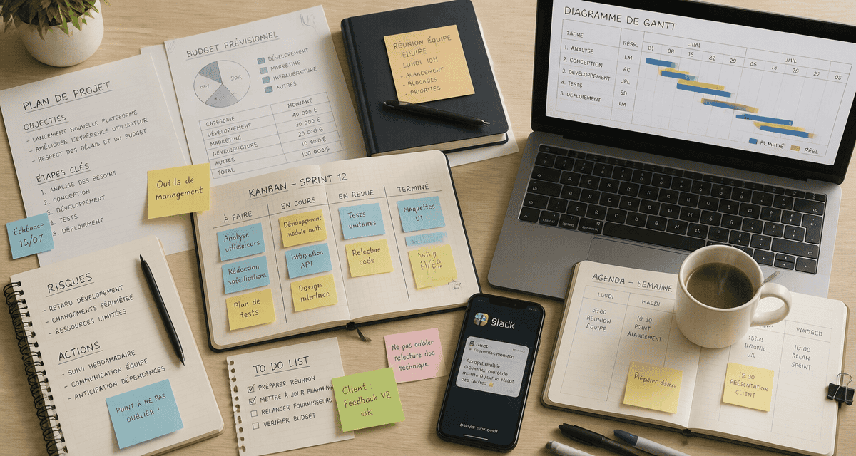 Outils de management sur bureau moderne