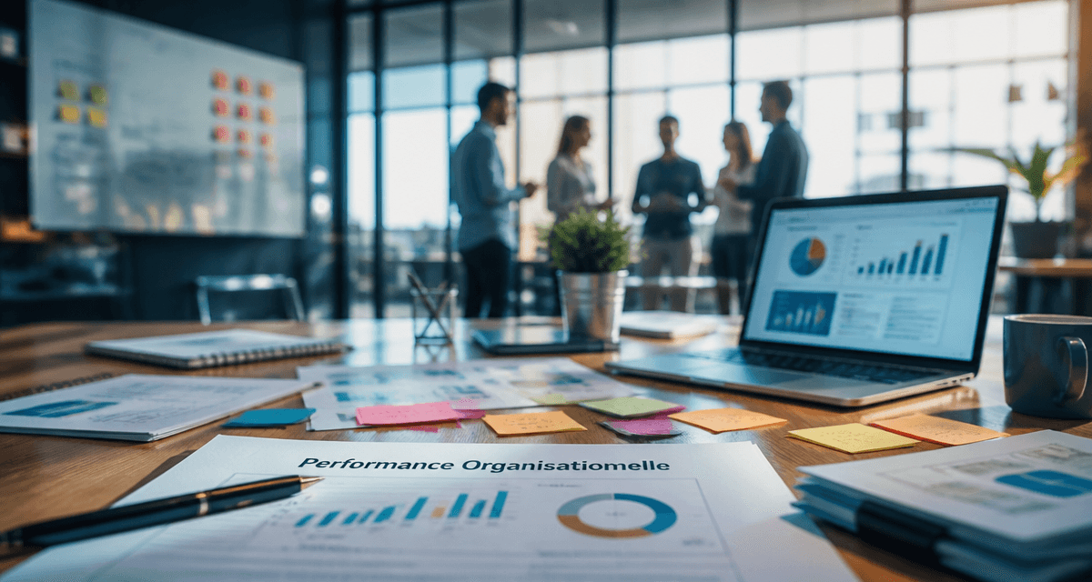 Équipe en réunion sur la performance organisationnelle
