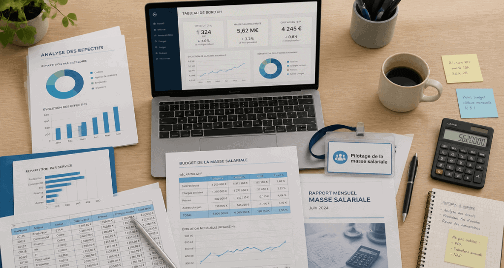 pilotage de la masse salariale sur bureau avec documents RH