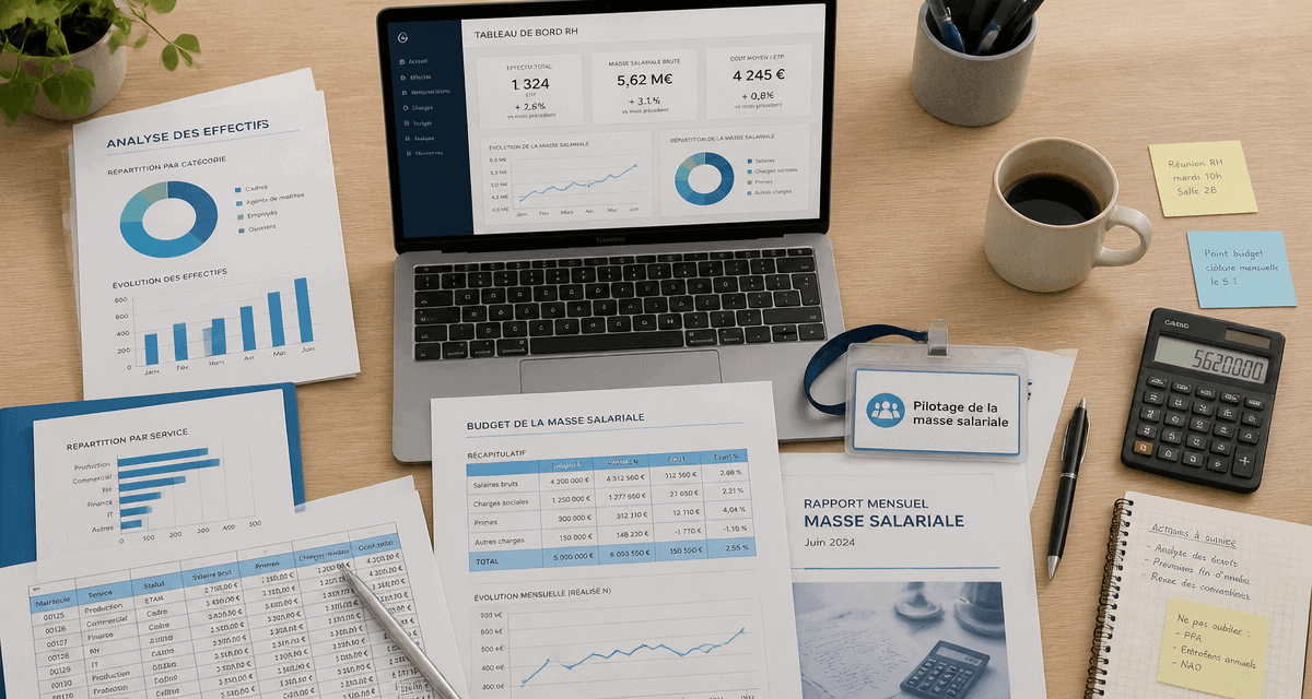 pilotage de la masse salariale sur bureau avec documents RH