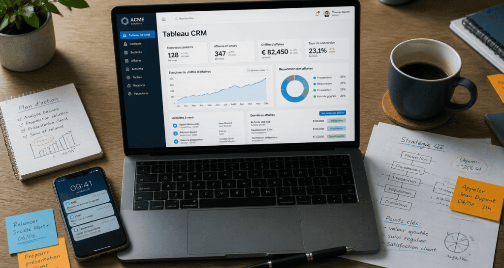 tableau crm sur ordinateur portable moderne