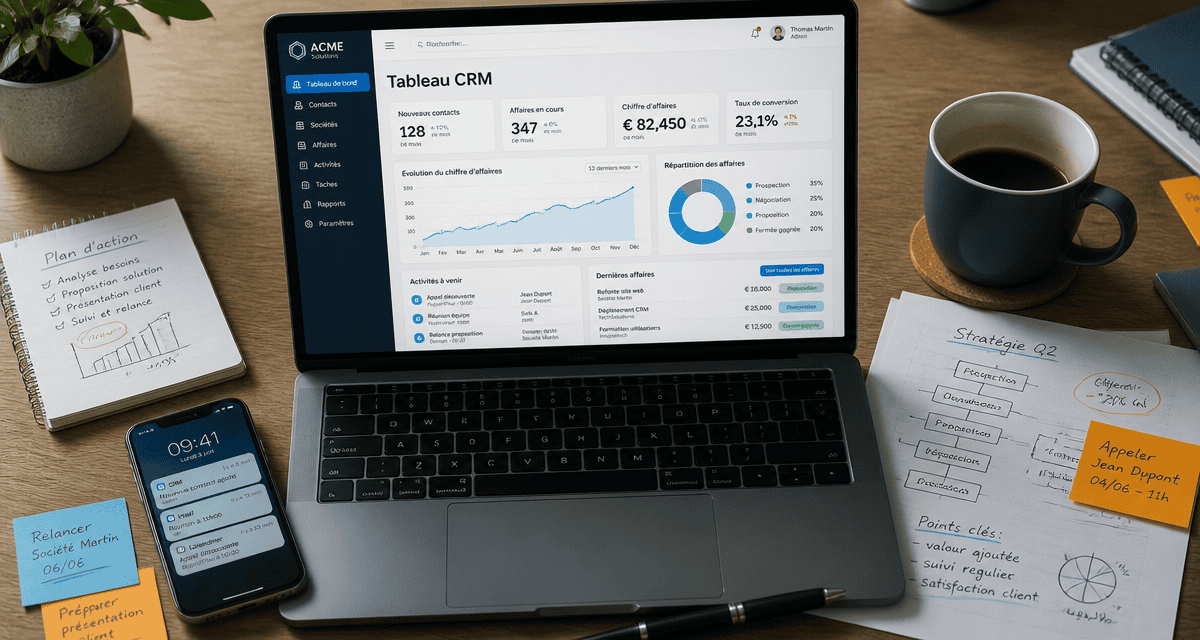 tableau crm sur ordinateur portable moderne