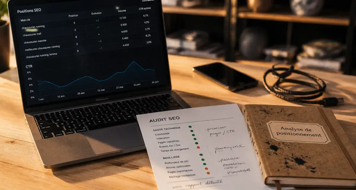 Analyse positionnement référencement SEO : tableau et CTR