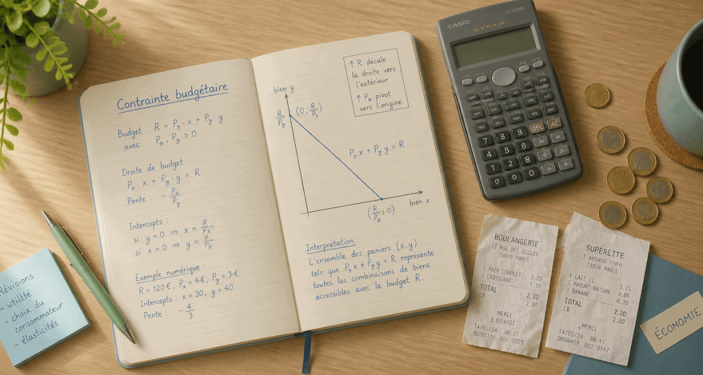 contrainte budgétaire calculs sur bureau