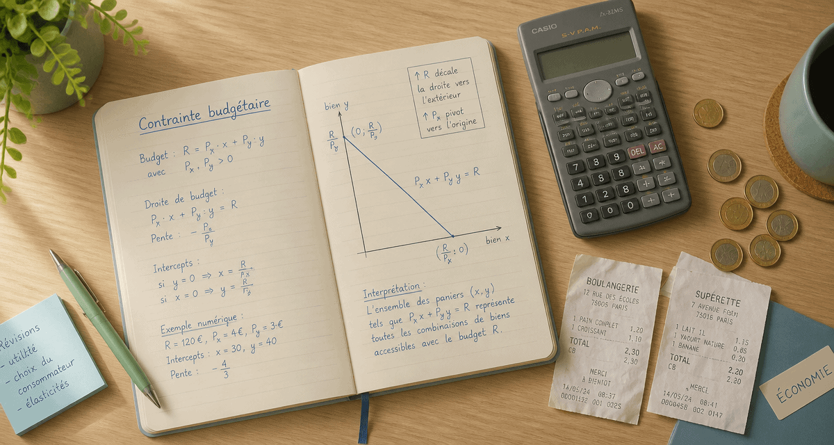 contrainte budgétaire calculs sur bureau