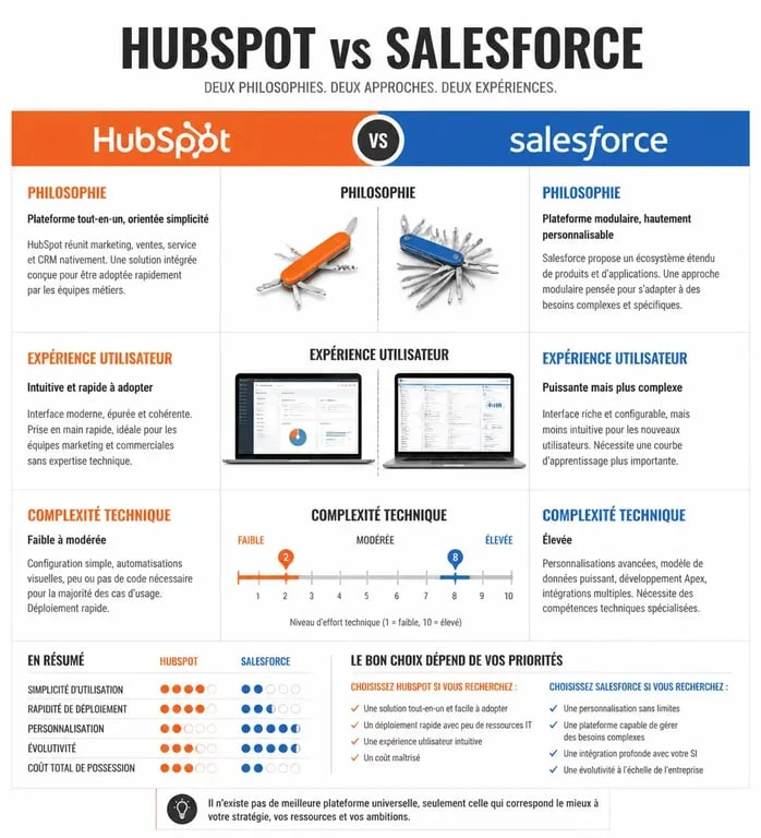 Infographie comparative HubSpot vs Salesforce pour choisir son CRM