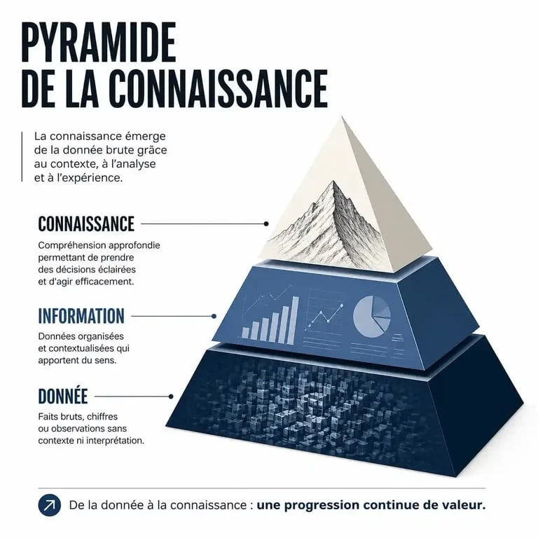 Pyramide de la gestion de la connaissance : de la donnée à la connaissance stratégique