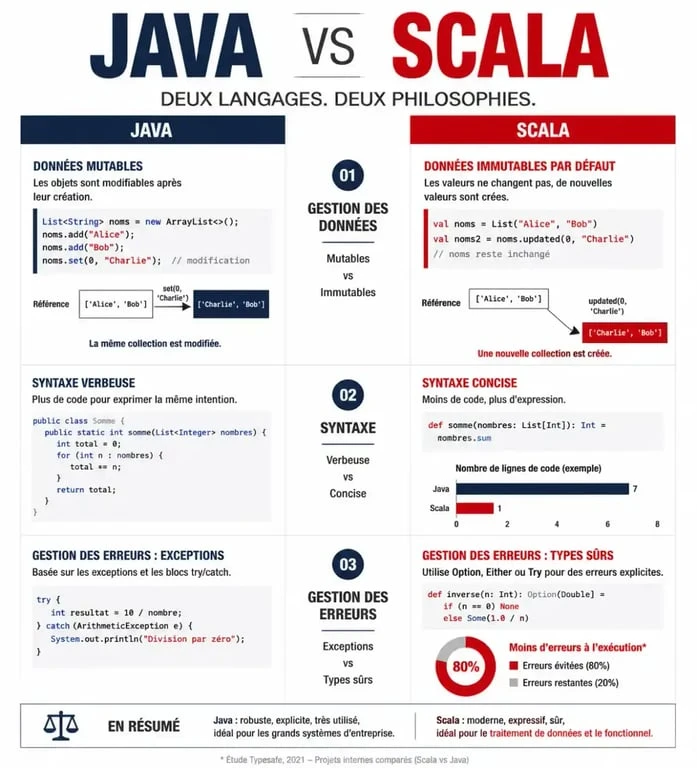 Infographie comparative entre Java et Scala pour une formation introduction Scala