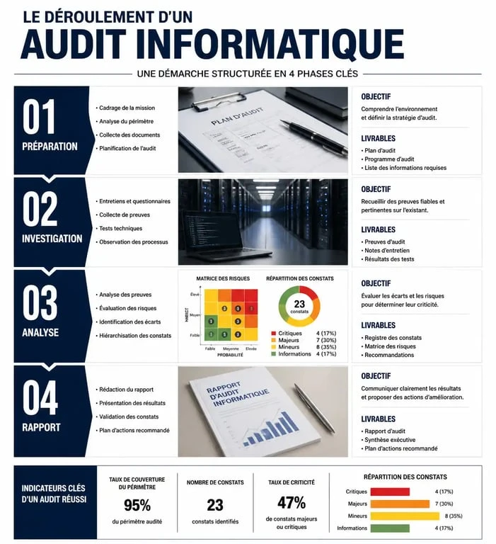 Schéma du processus d'audit en informatique : des étapes clés pour une évaluation réussie