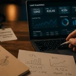 Lead acquisition marketing : graphiques CPL/ROI et tableau de bord pour convertir des prospects en clients