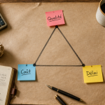 triangle qualité cout délai sur bureau chef de projet