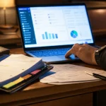 CRM base de données : données fiables et évolution (bureau, laptop)