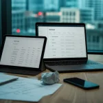 CRM in cloud computing : tableau CRM cloud SaaS sur laptop