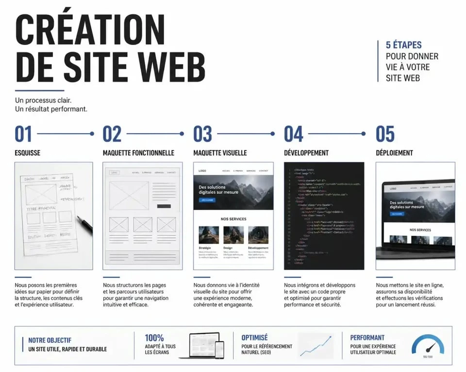 Processus de création d'un site web : du croquis au déploiement pour une interface pour développer son site web