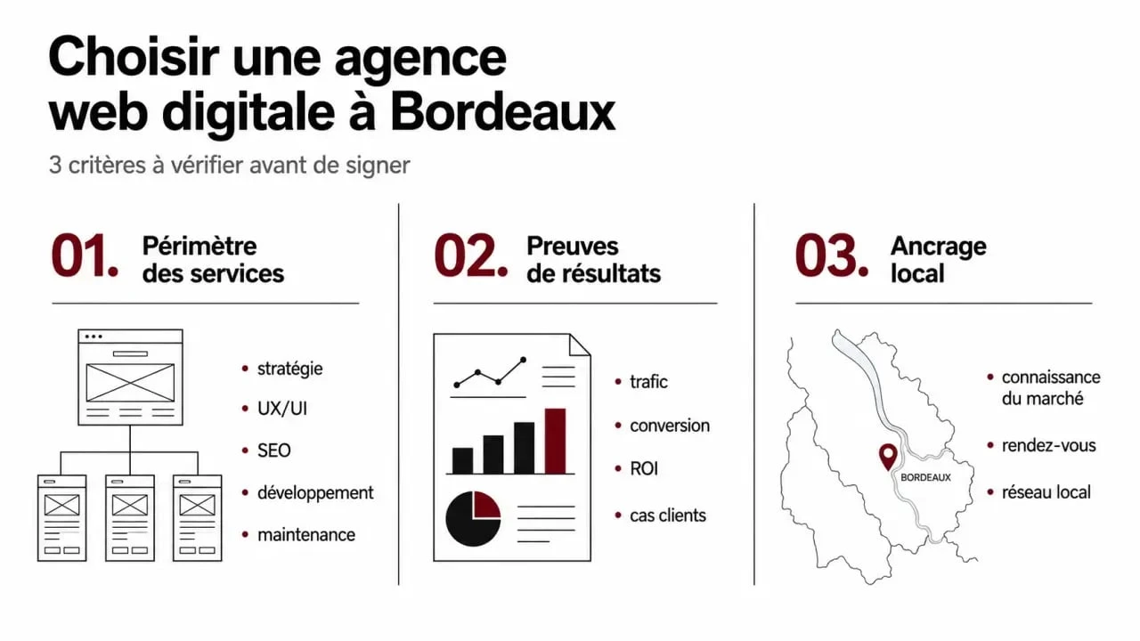 Critères de choix d’une agence web digitale Bordeaux dans une composition éditoriale claire