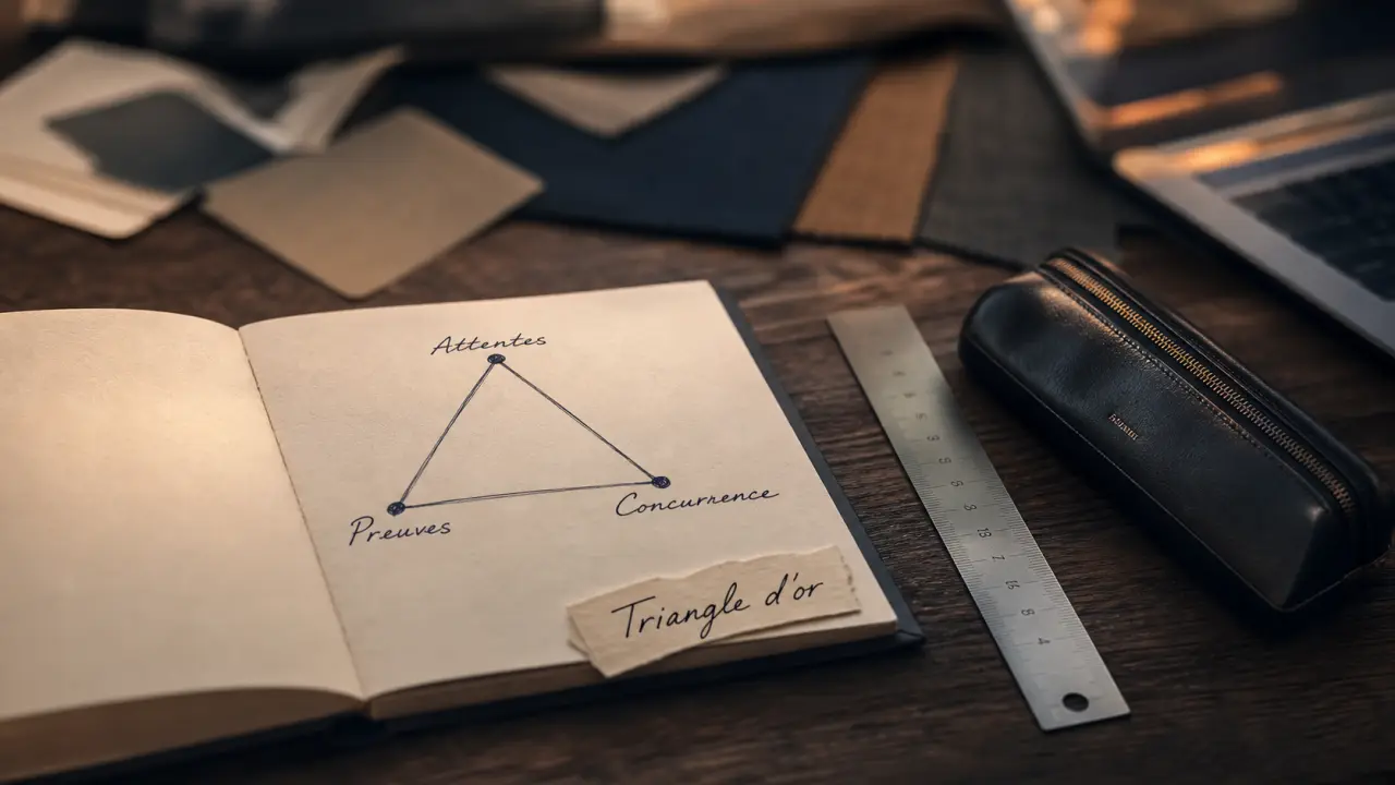 Triangle d’or du positionnement : attentes, preuves, concurrence