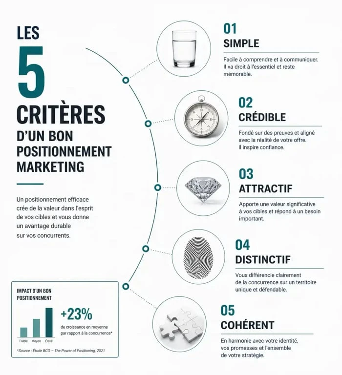 Les 5 critères essentiels pour réussir son positionnement marketing.