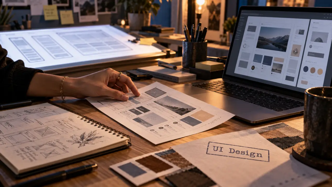 Formation UI Design : designer manipule une maquette UI et wireframes sur bureau