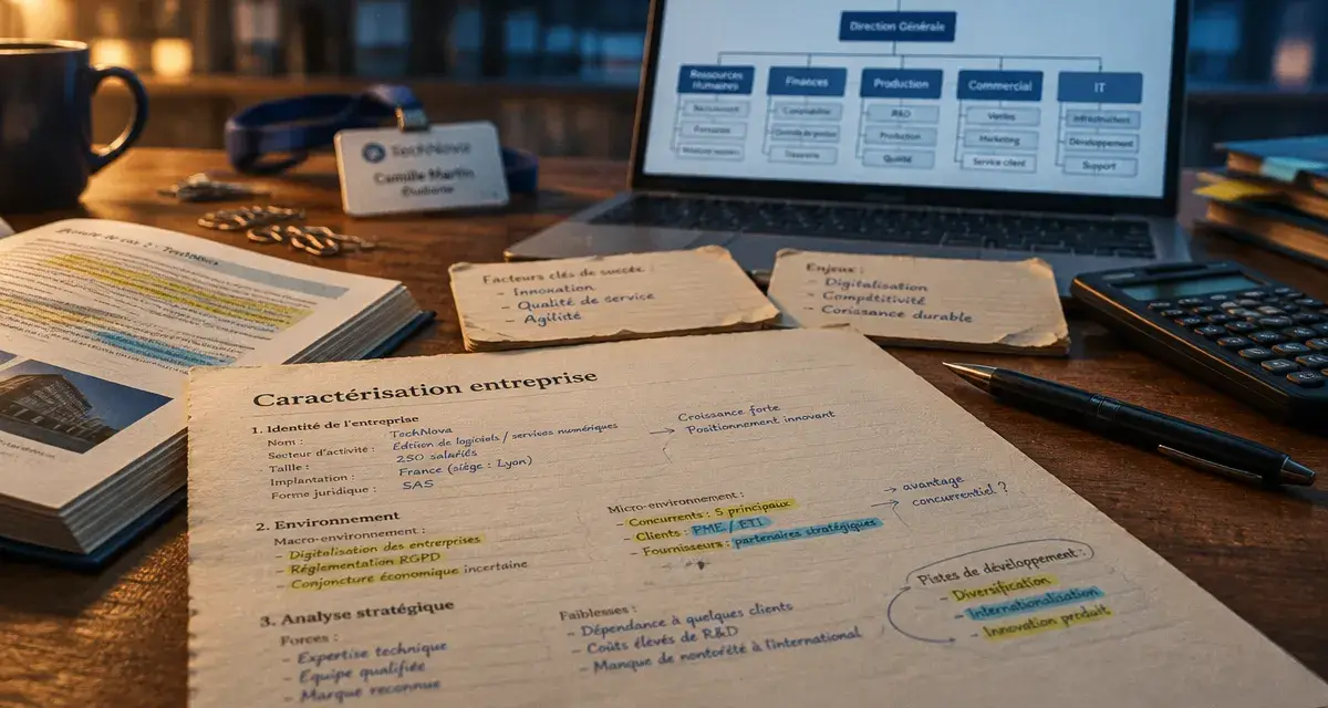 Caractérisation d'une entreprise : faits et preuves sur une fiche d’étude